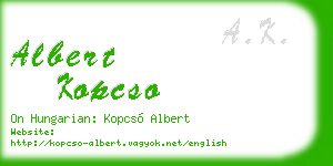 albert kopcso business card